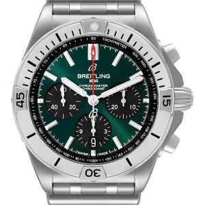 Breitling Herrklocka AB01343A1L1A1 Chronomat B01 42 Grön/Stål Ø42