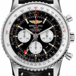 Breitling Herrklocka AB0441211B1P1 Navitimer Gmt Svart/Läder Ø48 mm