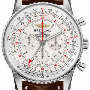 Breitling Herrklocka AB0441211G1P1 Navitimer Gmt Silverfärgad/Läder