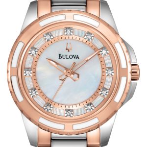 Bulova 98P134 Diamond Vit/Roséguldstonat stål Ø32 mm