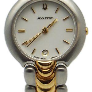 Bulova Damklocka 28B30 Accutron Vit/Gulguldtonat stål Ø25 mm