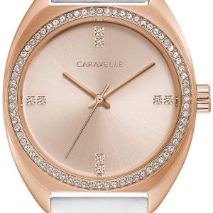 Bulova Damklocka 44L251 Caravelle Roséguldstonad/Läder Ø32 mm