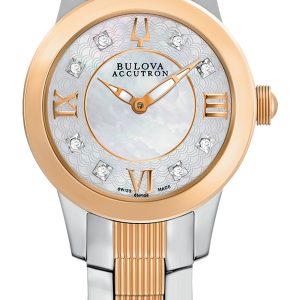 Bulova Damklocka 65P106 Accutron Vit/Roséguldstonat stål Ø28 mm