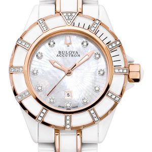 Bulova Damklocka 65R140 Accutron Vit/Roséguldstonat stål Ø36 mm