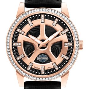 Bulova Damklocka 78L111 Harley-Davidson Svart/Läder Ø20 mm