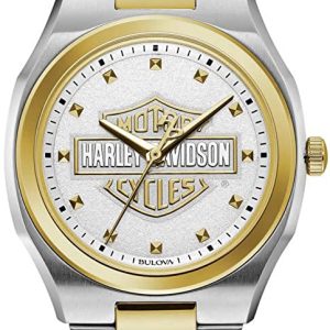 Bulova Damklocka 78L129 Harley-Davidson Vit/Gulguldtonat stål Ø34 mm