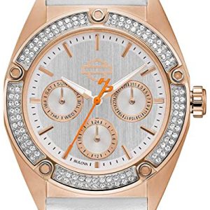 Bulova Damklocka 78N102 Harley-Davidson Silverfärgad/Läder Ø37.25