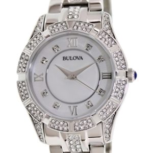 Bulova Damklocka 96L116 Crystal Vit/Stål Ø30 mm