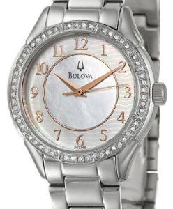 Bulova Damklocka 96L146 Crystal Vit/Stål Ø33 mm