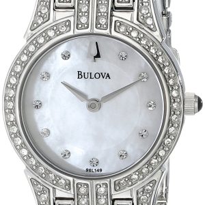 Bulova Damklocka 96L149 Crystal Vit/Stål Ø23 mm