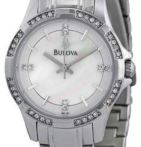 Bulova Damklocka 96L191 Crystal Vit/Stål Ø30 mm