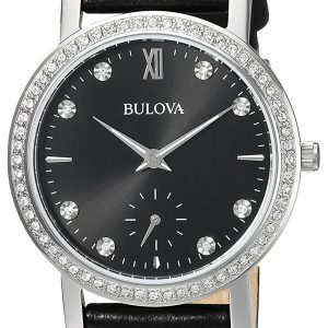 Bulova Damklocka 96L246 Svart/Läder Ø32 mm