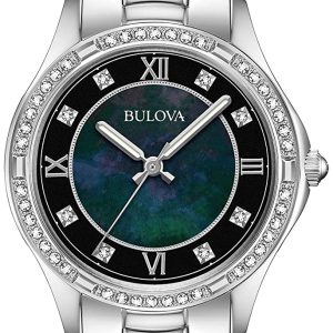 Bulova Damklocka 96L266 Svart/Stål Ø32 mm