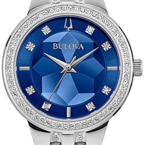 Bulova Damklocka 96L276 Crystal Blå/Stål Ø32 mm