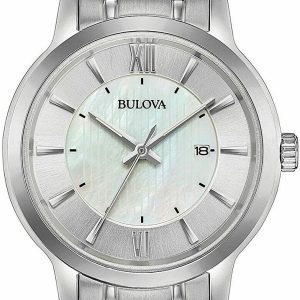 Bulova Damklocka 96M140 Vit/Stål Ø27 mm