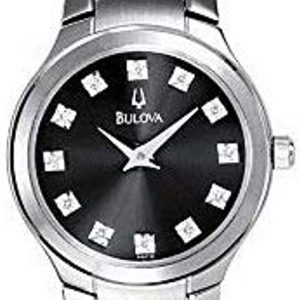 Bulova Damklocka 96P13 Diamond Svart/Stål Ø26 mm