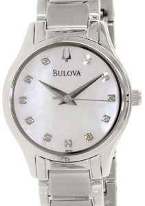 Bulova Damklocka 96P141 Diamond Vit/Stål Ø28 mm