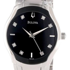 Bulova Damklocka 96P146 Diamond Svart/Stål Ø28 mm