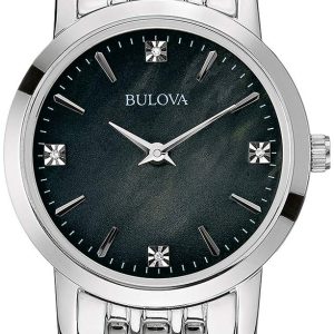 Bulova Damklocka 96P148 Diamond Svart/Stål Ø27 mm