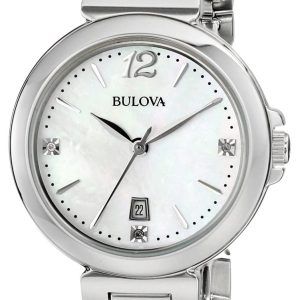 Bulova Damklocka 96P149 Diamond Vit/Stål Ø30 mm