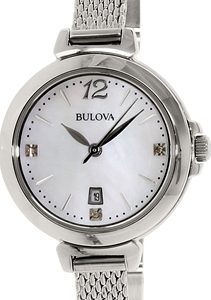 Bulova Damklocka 96P150 Diamond Vit/Stål Ø30 mm