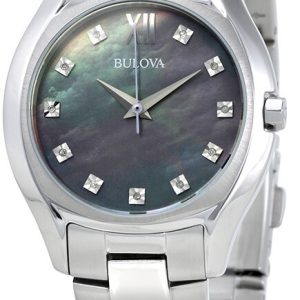 Bulova Damklocka 96P158 Diamond Grå/Stål Ø33 mm