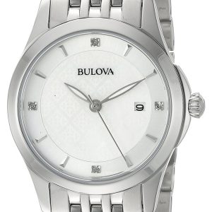 Bulova Damklocka 96P160 Diamond Vit/Stål Ø28 mm