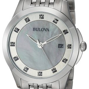 Bulova Damklocka 96P174 Diamond Vit/Stål Ø36 mm