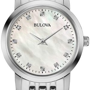 Bulova Damklocka 96P175 Diamond Vit/Stål Ø27 mm