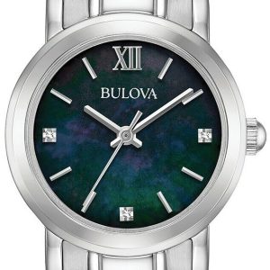 Bulova Damklocka 96P177 Diamond Svart/Stål Ø26 mm