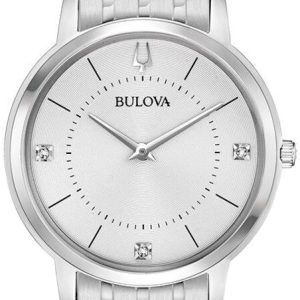 Bulova Damklocka 96P188 Diamond Silverfärgad/Stål Ø34 mm