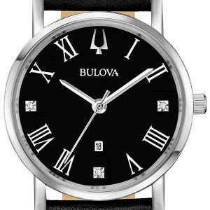 Bulova Damklocka 96P192 Dress Svart/Läder Ø32 mm