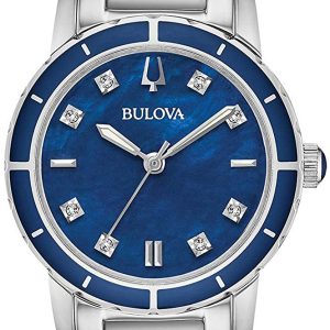 Bulova Damklocka 96P195 Blå/Stål Ø30 mm