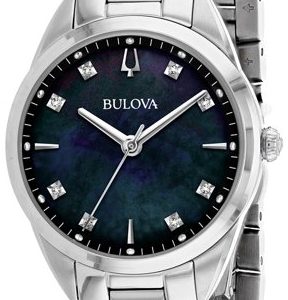 Bulova Damklocka 96P198 Diamond Svart/Stål Ø32 mm