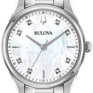 Bulova Damklocka 96P199 Vit/Stål Ø32 mm