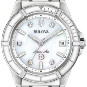 Bulova Damklocka 96P201 Marine Star Vit/Stål Ø34 mm