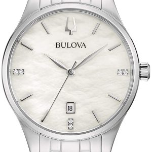 Bulova Damklocka 96P220 Classic Vit/Stål Ø36 mm