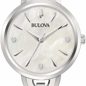 Bulova Damklocka 96P230 Vit/Stål Ø28 mm