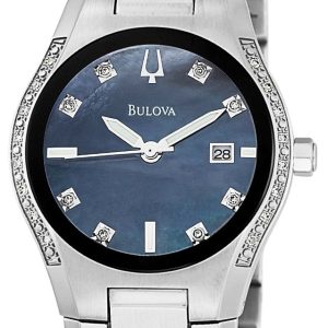 Bulova Damklocka 96R132 Svart/Stål Ø29 mm