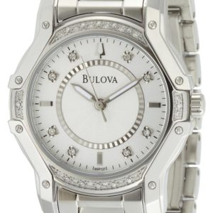 Bulova Damklocka 96R137 Diamond Vit/Stål Ø30 mm