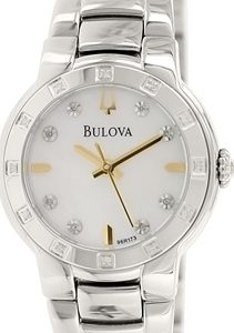 Bulova Damklocka 96R173 Diamond Vit/Stål Ø28 mm