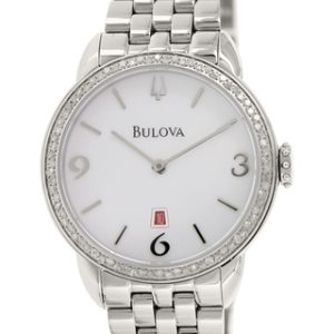 Bulova Damklocka 96R183 Diamond Vit/Stål Ø32 mm