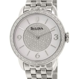 Bulova Damklocka 96R184 Vit/Stål Ø32 mm