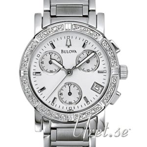 Bulova Damklocka 96R19 Diamond Vit/Stål Ø33 mm