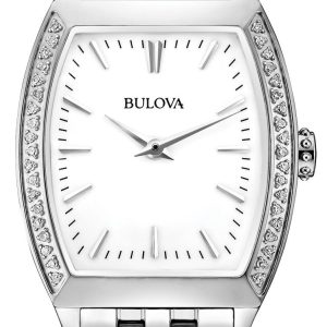 Bulova Damklocka 96R196 Diamond Vit/Stål Ø26 mm