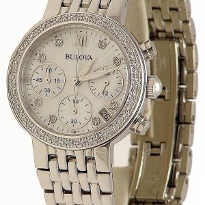 Bulova Damklocka 96R204 Diamond Vit/Stål Ø30 mm