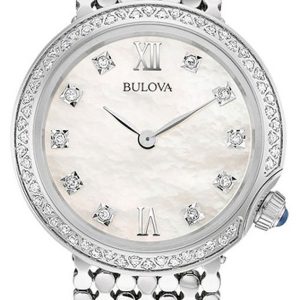 Bulova Damklocka 96R206 Diamond Vit/Stål Ø28 mm