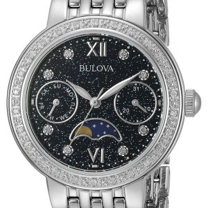 Bulova Damklocka 96R210 Diamond Svart/Stål Ø31 mm