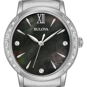 Bulova Damklocka 96R213 Diamond Svart/Stål Ø28 mm