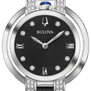 Bulova Damklocka 96R217 Diamond Svart/Läder Ø35 mm